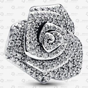 Pandora Sparkling Rose in Bloom Oversized Charm|Pendant